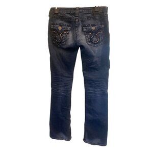 Big Star Jeans Womens 28 R Blue Liv Boot Cut Dark Wash Distressed Denim Pants